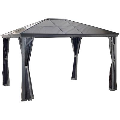 Pavillon SOJAG "Verona 10x14", grau (anthrazit), B/H/T: 423cm x 261cm x 299cm, Pavillons, BxT: 423x299 cm, inkl. Moskito