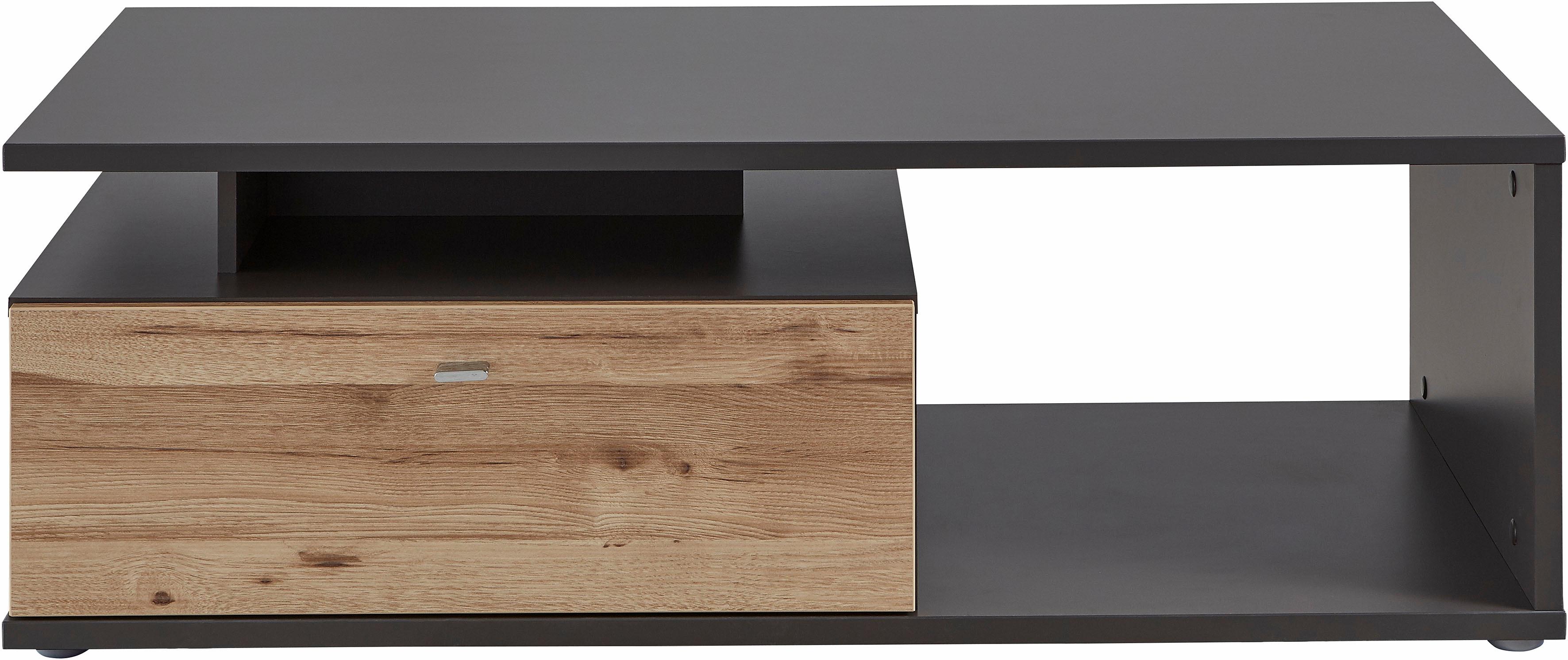 Couchtisch FORTE "Como", grau (grau, eichefarben), B:120cm H:40cm T:59cm, Tische, Couchtisch, Couchtisch, Schublade, Soft Close, B/H/T 120/40,2/59 cm