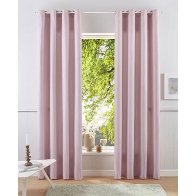 Vorhang HOME AFFAIRE "Parry" Gr. 3, rosa (rosé), B:140cm H:225cm, Polyester, Recyceltes Material, Gardinen, 2-er Set, blickdicht, monochrom, basic Image