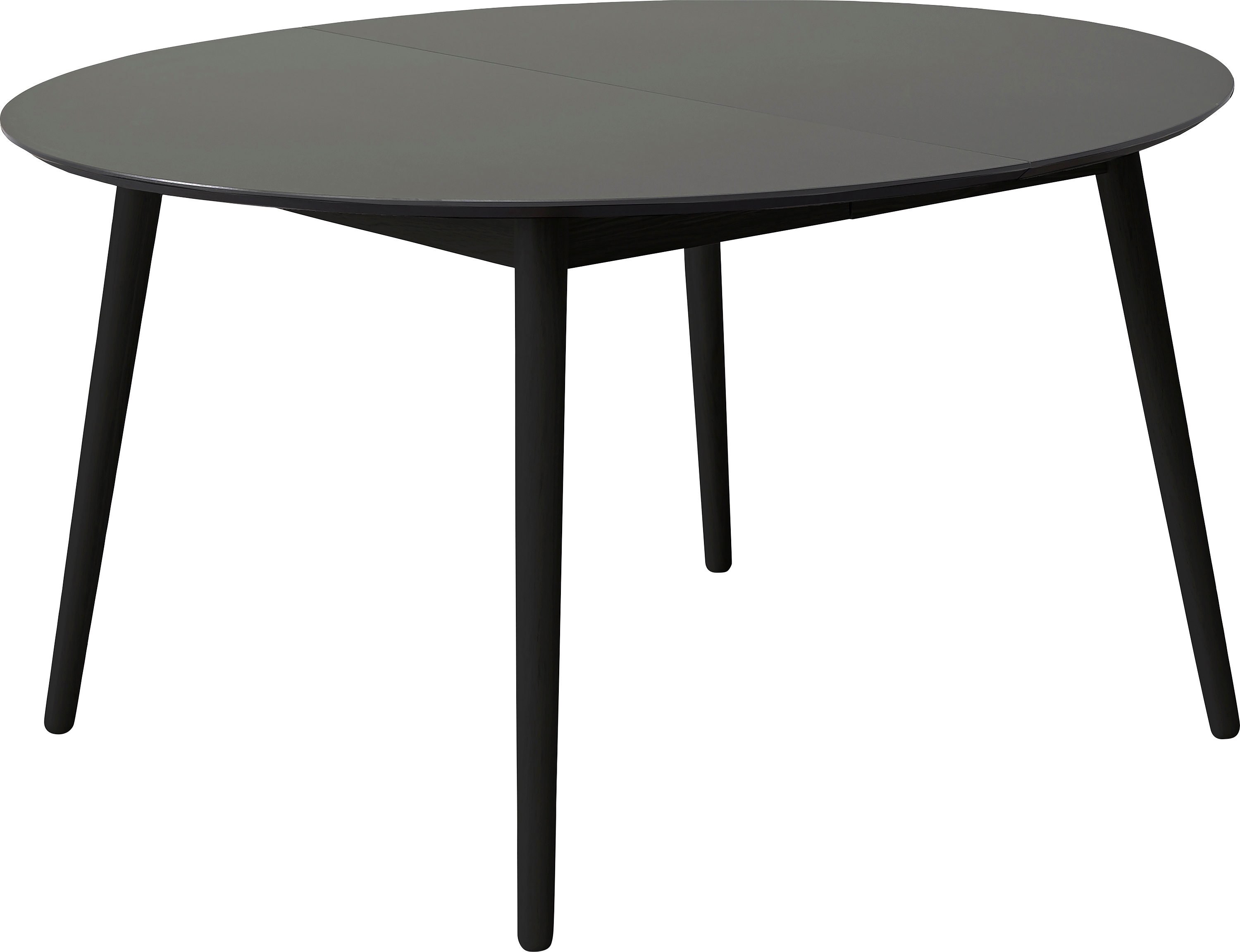 Esstisch HAMMEL FURNITURE "Meza Designtisch mit Auszugsfunktion und 2 Einlegeplatten", grau (graphit, schwarz), B:135cm H:73,5cm T:135cm, Tischplatte: Graphit nanobehandeltes Fenix-Laminat (schwarzer Rand), Gestell: Schwarz gebeizt Esche...