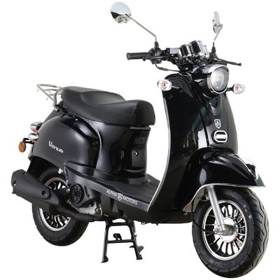 Motorroller ALPHA MOTORS "Venus", schwarz (schwarz, schwarz), Motorroller & Mofas, 25 km/h, im Retro-Look, B:67cm H:115c