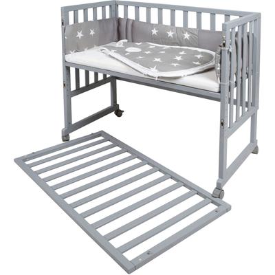 Stubenbett ROBA "safe asleep 3-in-1 Little Stars", Baby, Gr. Liegefläche B/L: 45cm x 90cm, kein Härtegrad, grau (taupe), MDF, Babybetten