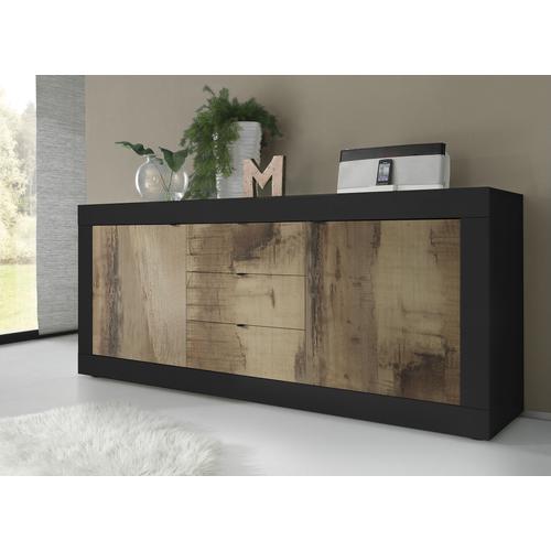 „Sideboard LC „“Basic““ Sideboards Gr. B/H/T: 210 cm x 86 cm x 43 cm, 3, schwarz (schwarz matt, pero) Sideboards 210 cm“
