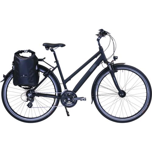 „Trekkingrad HAWK BIKES „“HAWK Trekking Lady Premium Plus Black““ Fahrräder Gr. 48 cm, 28 Zoll (71,12 cm), schwarz Trekkingräder“