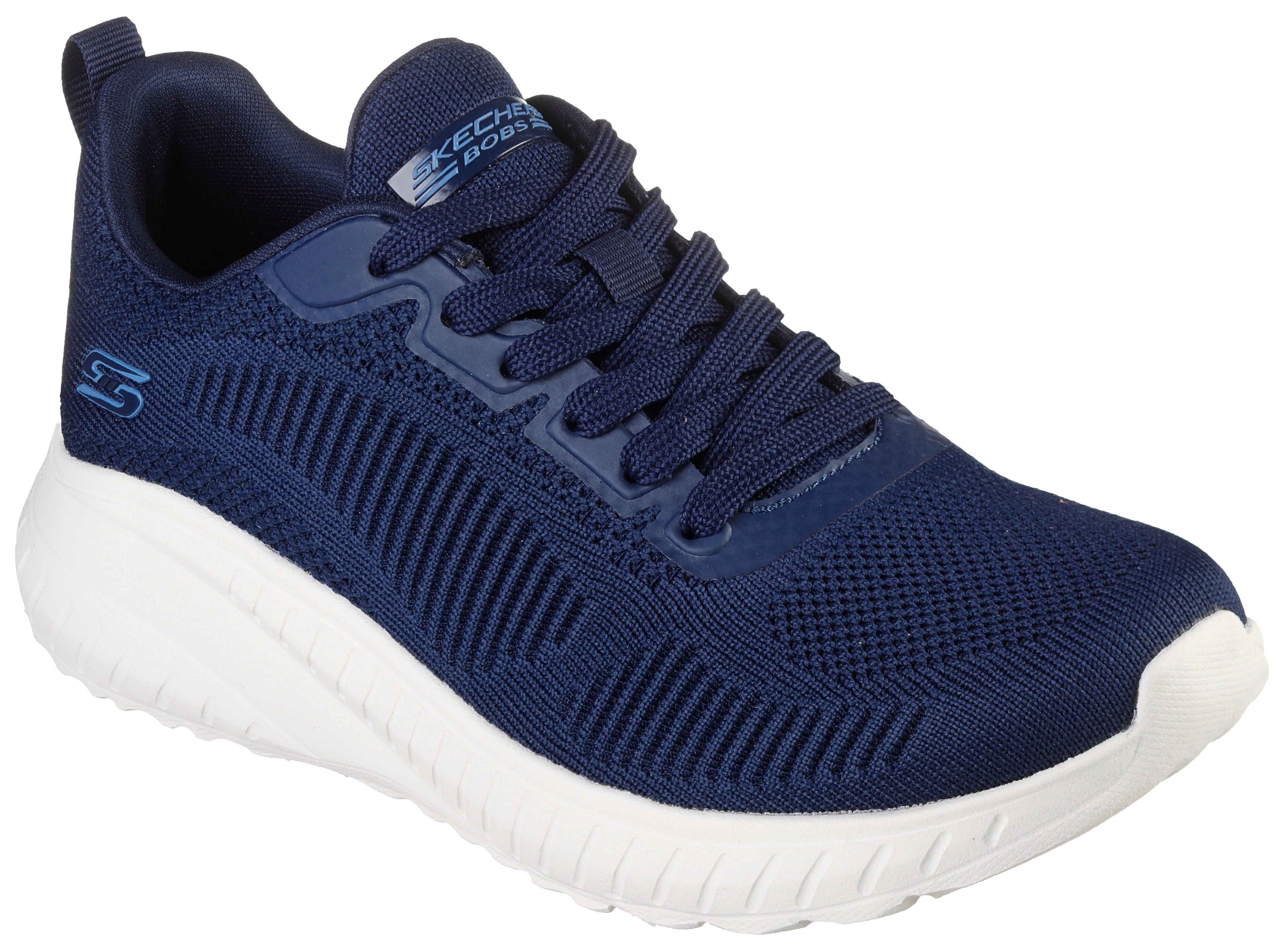 Sneaker SKECHERS "BOBS SQUAD CHAOS FACE OFF", Damen, Gr. 41, blau (navy), Textil, Schuhe Sneaker, Freizeitschuh, Halbschuh, Schnürschuh mit Komfort-Innensohle