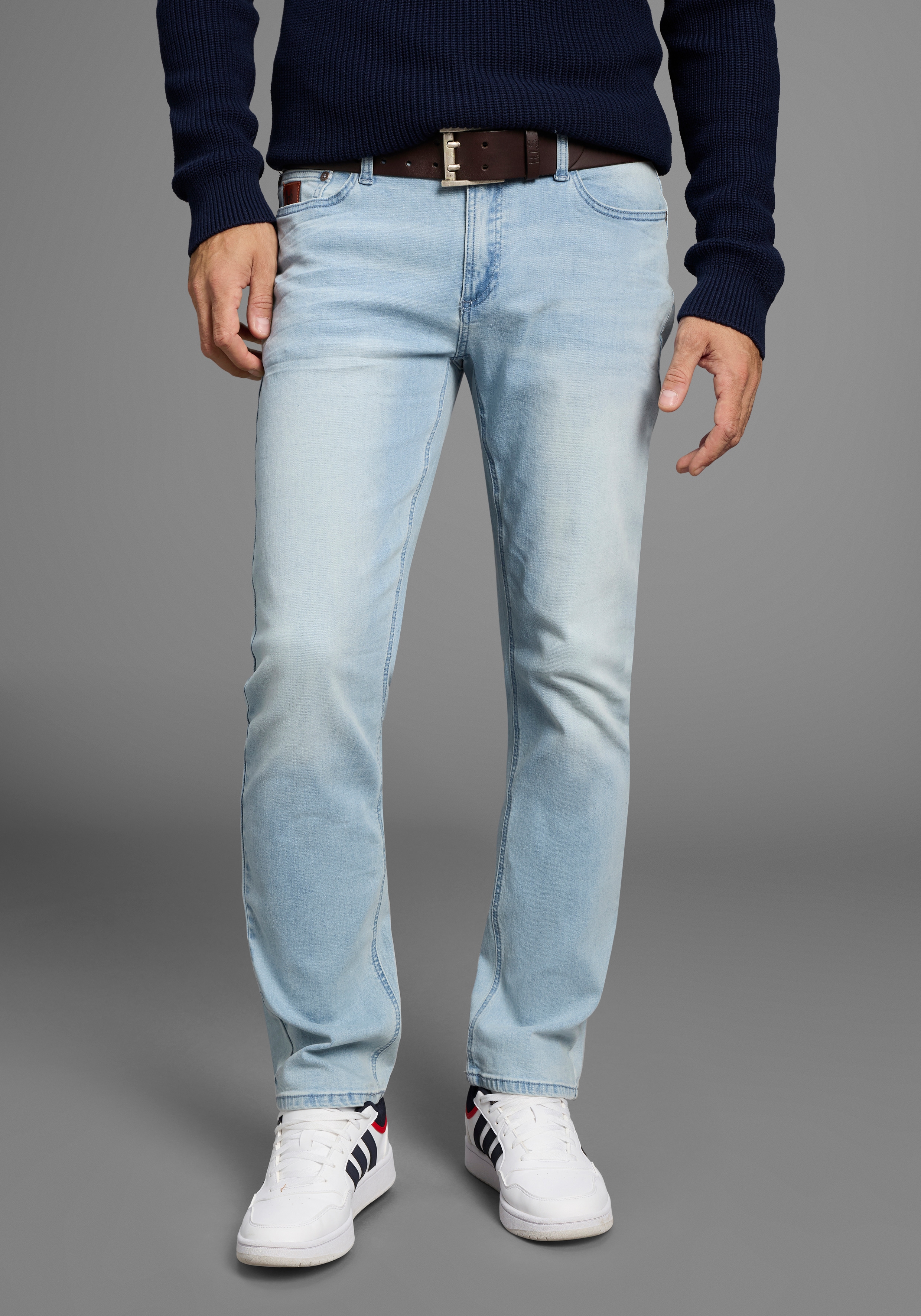 Straight-Jeans BRUNO BANANI "Hutch", Herren, Gr. 28, Länge 30, blau (light blau), Denim/Jeans, Obermaterial: 98% Baumwolle, 2% Elasthan, normal lang, Jeans Straight-Jeans, gerade geschnittenes Bein, niedrige Leibhöhe, reguläre Passform