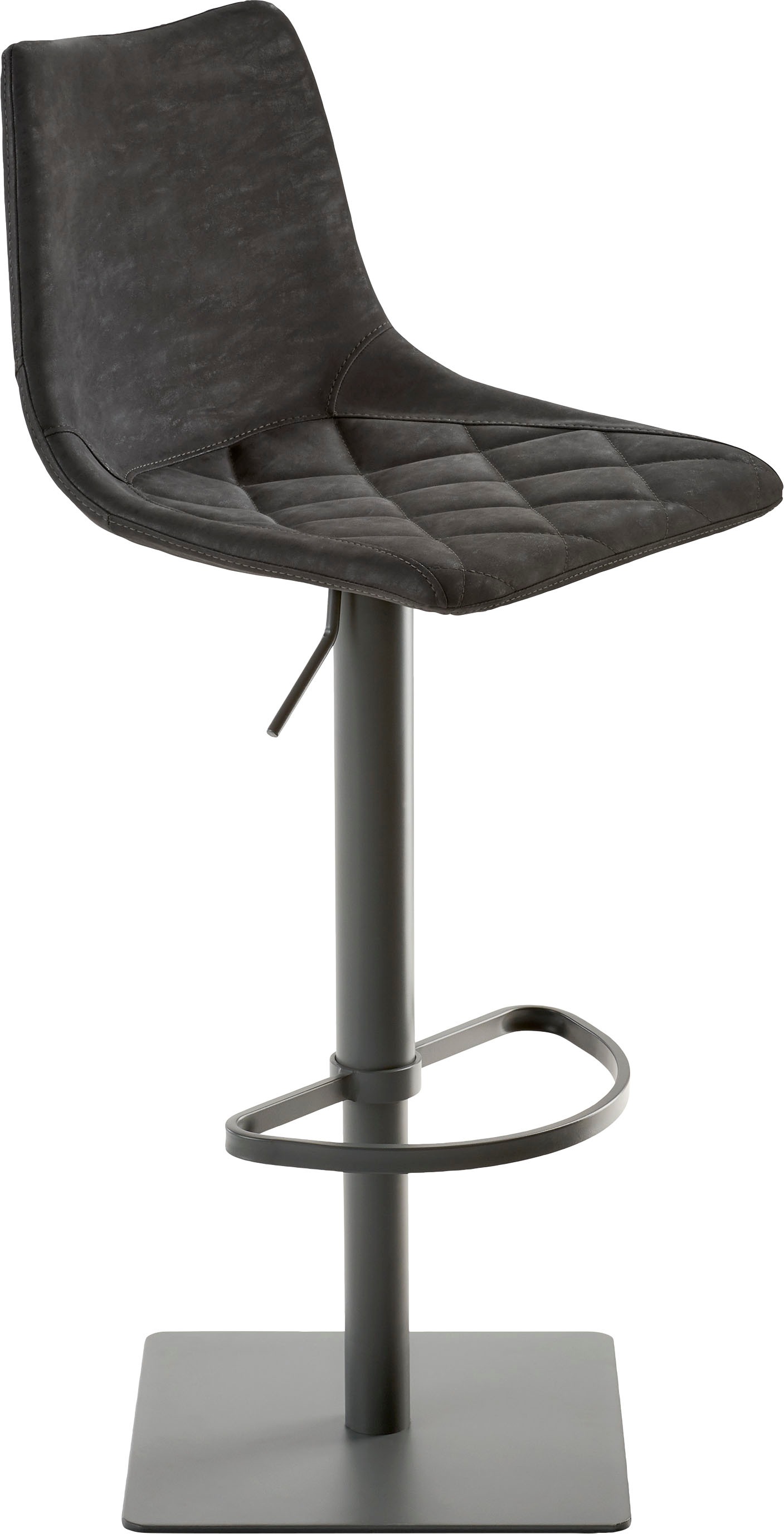 Barhocker MAYER SITZMÖBEL "Bar- und Tresenhocker myTOBY", schwarz (vintage schwarz), B:43cm H:53cm T:39cm, Hocker, Barhocker, Gepolsterte Sitzschale Rautensteppung Image