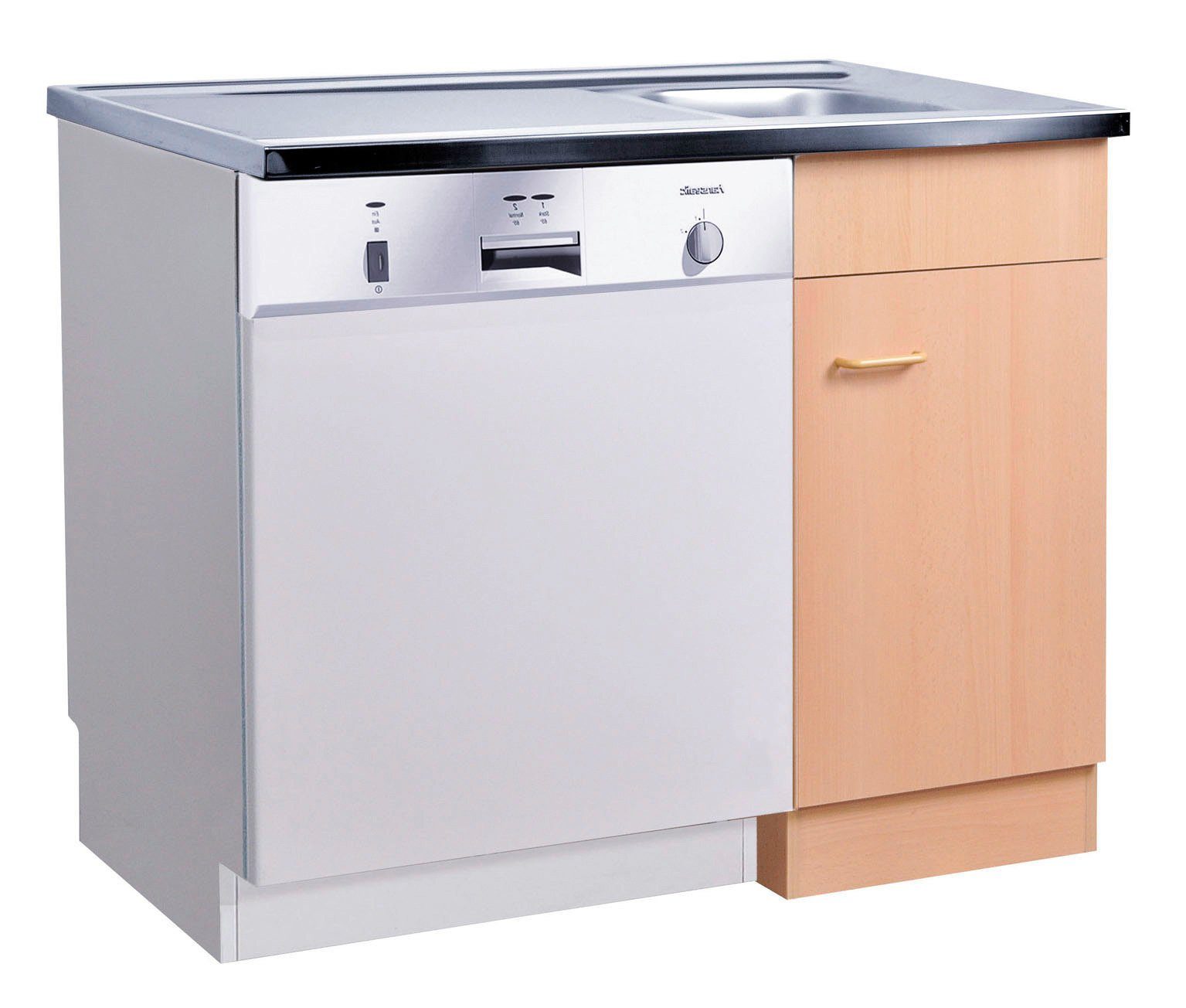 Spülenschrank KOCHSTATION "KS-Elster", braun (buchefarben), B:100cm H:85cm T:60cm, Holzwerkstoff, Schränke, Spülenschrank, Spülzentrum für Geschirrspüler, ohne Front B/H/T: ca. 100/85/60 cm