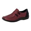 Slipper RIEKER, Damen, Gr. 37, schwarz (weinrot, schwarz), Leder, Nubuklederimitat, sportlich, Schuhe Slipper, Freizeitschuh, Komfortschuh mit strukturiertem Obermaterial