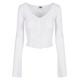 Langarmshirt URBAN CLASSICS "Damen Ladies Cropped Rib Cardigan" Gr. XXL, weiß (white) Damen Shirts Cropped Shirt V-Shirts