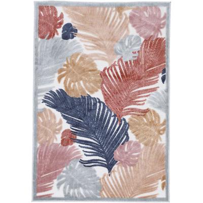 Teppich CARPETFINE "Deja 104", bunt (multi), B:200cm H:4mm L:290cm, Polypropylen, Teppiche, robustes Flachgewebe, Floral Palmenblätter, In- und Outdoor, Läufer Image
