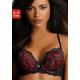 Push-up-BH JETTE Gr. 70, Cup D, schwarz (schwarz, rot) Damen BHs Spitzen-BH Spitzenwäsche BH Push-up-BH Spitzen-BHs