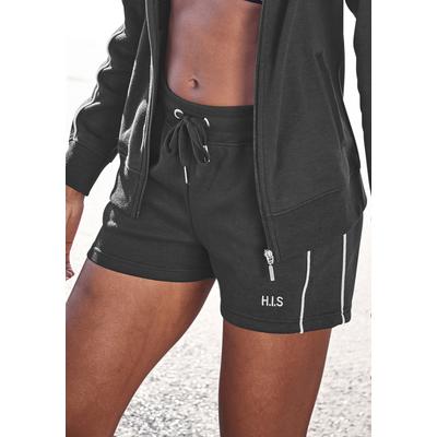 Shorts H.I.S, Damen, Gr. 52/54, N-Gr, blau (marine), Interlock, Obermaterial: 60% Baumwolle, 40% Polyester, unifarben, Basic, bequem ca. Mitte Oberschenkel, Hosen, mit Piping an der Seite Image