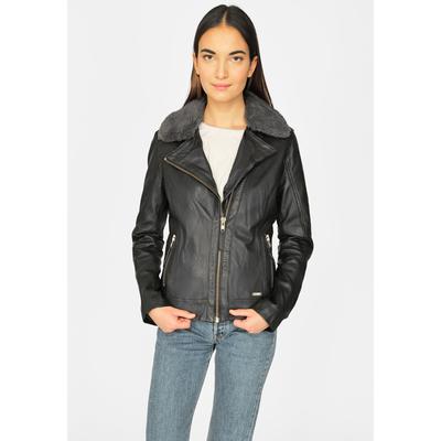 Lederjacke MUSTANG "3102136", Damen, Gr. L, schwarz, Obermaterial: 100% Lammleder / Futter: 100% Baumwolle / Ärmelfutter: 100% Polyester / Kragen: 100% Polyester, Jacken Image