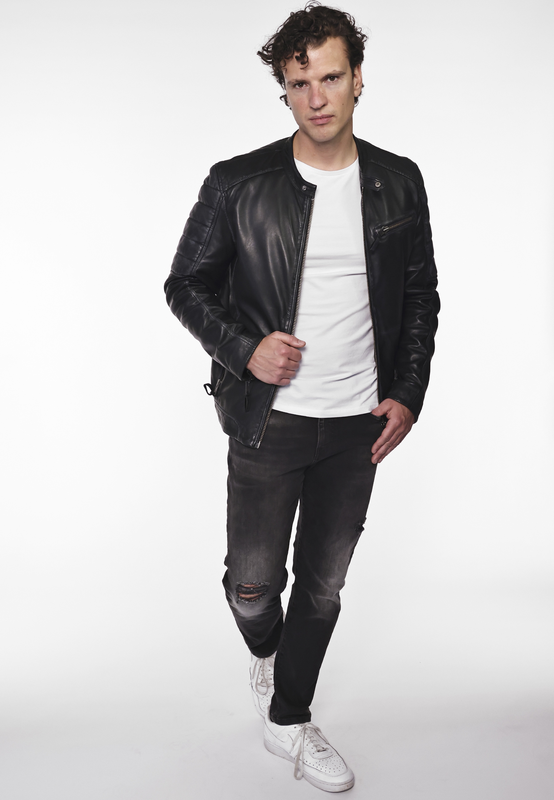 Lederjacke MUSTANG "31020248", Herren, Gr. XXL, grau (vintage grau), Obermaterial: 100% Lammleder; Innenfutter: 55% Polyester, 45% Baumwolle; Padding: 100% Polyester; Ärmelfutter: 100% Polyester, ohne Bündchen, Jacken