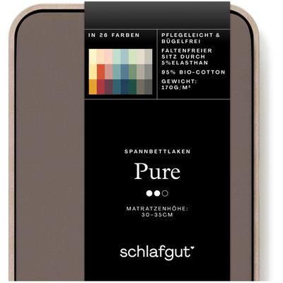 Spannbettlaken SCHLAFGUT "PURE Bio-Baumwolle mit Elasthan, dehnbar blickdicht, straff, Bettlaken", beige (sand deep), B: