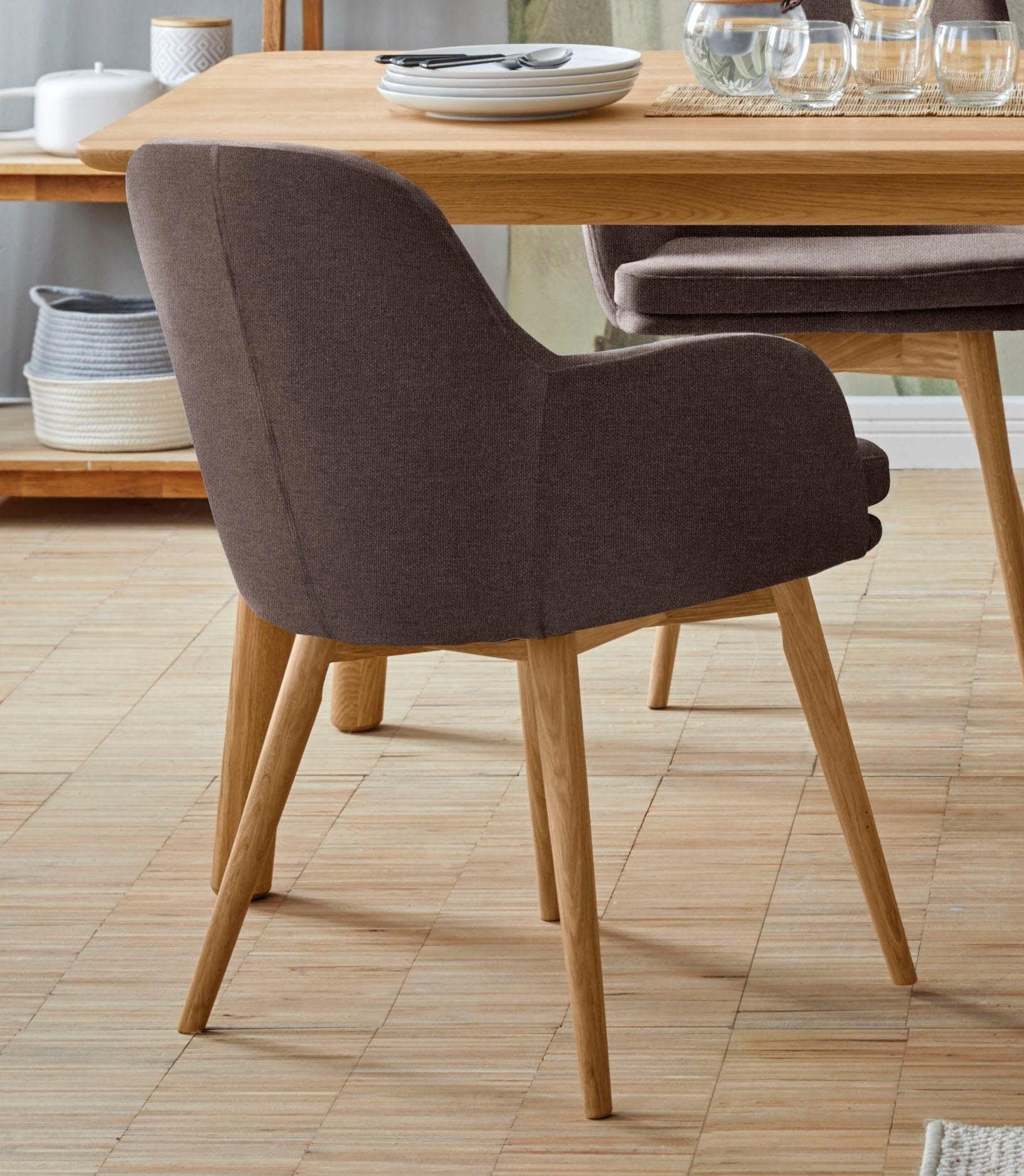 Armlehnstuhl HOME AFFAIRE "Livry", braun, B:62cm H:83cm T:63cm, Polyester, Stühle, Polsterstuhl, Schalenstuhl