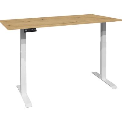 Schreibtisch MÄUSBACHER "Big System Office", weiß (weiß matt, asteiche, weiß matt, asteiche), B:140cm, Tische, Breite 140 cm, elektrisch höhenverstellbar Image