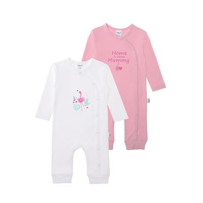 Body LILIPUT "Flamingo", Baby, Gr. 74/80, EURO-Größen, rosa (weiß, rosa), 100% Baumwolle, bedruckt, kurz, Rundhals, Langarm, Bodies, mit praktischer Druckknopfleiste Image