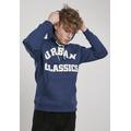 Kapuzensweatshirt URBAN CLASSICS "Urban Classics Herren College Print Hoody" Gr. M, blau (darkblue) Herren Sweatshirts