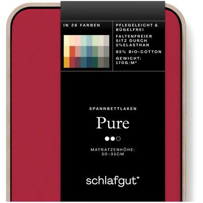 Spannbettlaken SCHLAFGUT "PURE Bio-Baumwolle mit Elasthan, dehnbar blickdicht, straff, Bettlaken", rot (rot deep), B:180