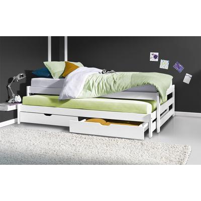 Funktionsbett LÜTTENHÜTT ""TORGNY " mit 2 Schubladen", weiß, B:97cm H:50cm L:205cm, Daybetten, mit zwei Schlafplätzen