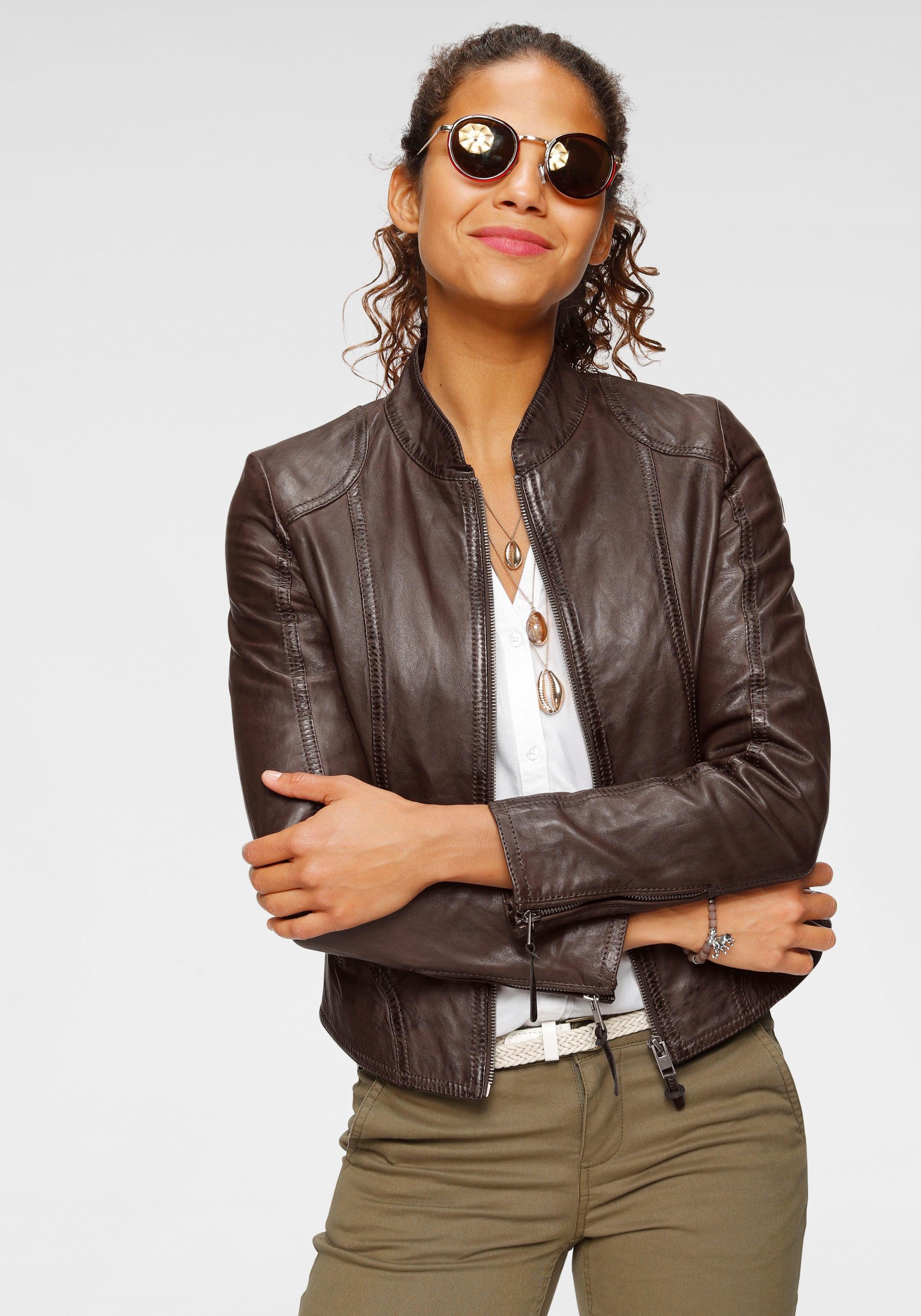 Lederjacke ALPENBLITZ "Athen", Damen, Gr. 36, braun, Obermaterial: 100% Lammnappaleder. Futter: 100% Polyester, unifarben, Casual, sehr figurbetont kurz, abgesteppte Kante mit Reißverschluss, Jacken, aus weichem Lammnappaleder, figurbetonter... Image