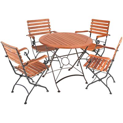 Garten-Essgruppe GARDEN PLEASURE "WIEN", braun (braun, braun, schwarz), B:180cm H:89cm T:180cm, Stahl, FSC-zertifiziertes Massivholz, Sitzmöbel-Sets Image