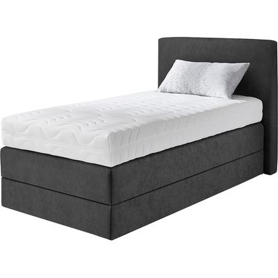 Boxspringbett, grau (anthrazit), B:135cm L:205cm, Microvelours (100% Polyester), WESTFALIA SCHLAFKOMFORT, Komplettbetten, Boxspringbett, wahlweise mit Kaltschaum-Topper Image