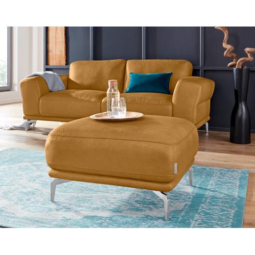 „Hocker W.SCHILLIG „“montanaa““ Gr. B/H/T: 71 cm x 42 cm x 71 cm, Longlife Xtra-Leder Z69, gelb (kurkuma z69) W. Schillig mit Metallfüßen in Chrom glänzend, Breite 71 cm“