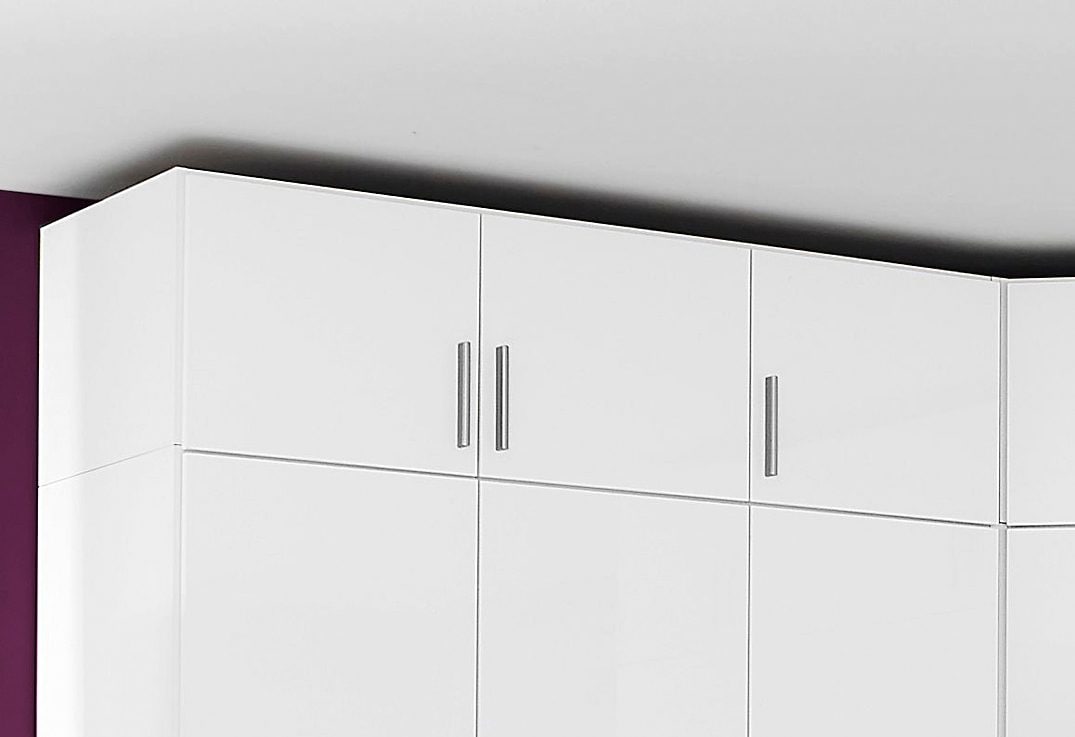 Schrankaufsatz RAUCH "Celle", weiß (weiß, weiß hochglanz), B:136cm H:39cm T:54cm, Holzwerkstoff, Möbelaufsätze, Schrankaufsatz