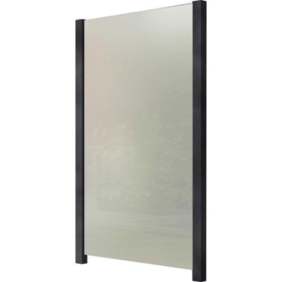 Zaun STAKET PRO, grau (anthrazit), Pfosten: 2 St., Aluminium, Glas, Zaunelemente, Glaszaun, Gesamtlänge: 1,14 m, 2 Pfost