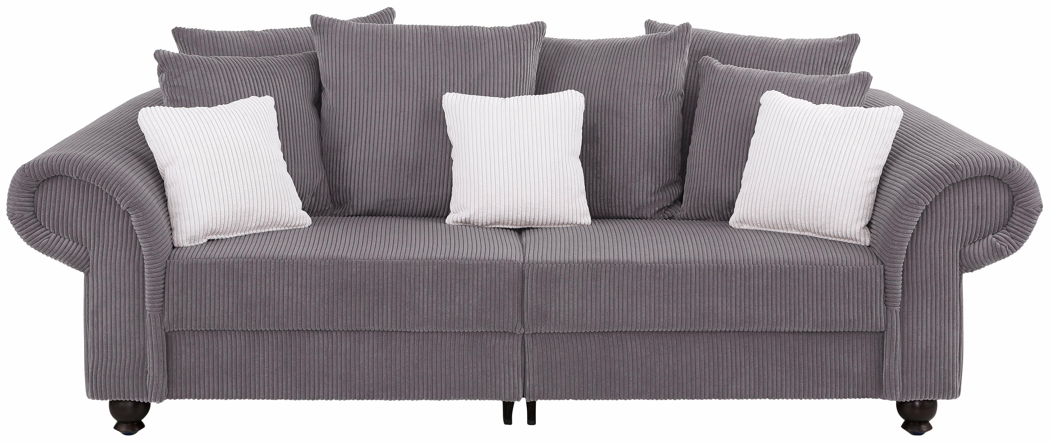 Big-Sofa HOME AFFAIRE "King Henry Mega Sofa, viel Platz, Breite 242cm, Federkern", grau (anthrazit), B:242cm H:90cm T:103cm, Samtcord »Ribbon« (88% Polyester 12% Polyacryl);Luxus-Microfaser (100% Polyester), Sofas, Big-Sofa, in legerer Polsterung...