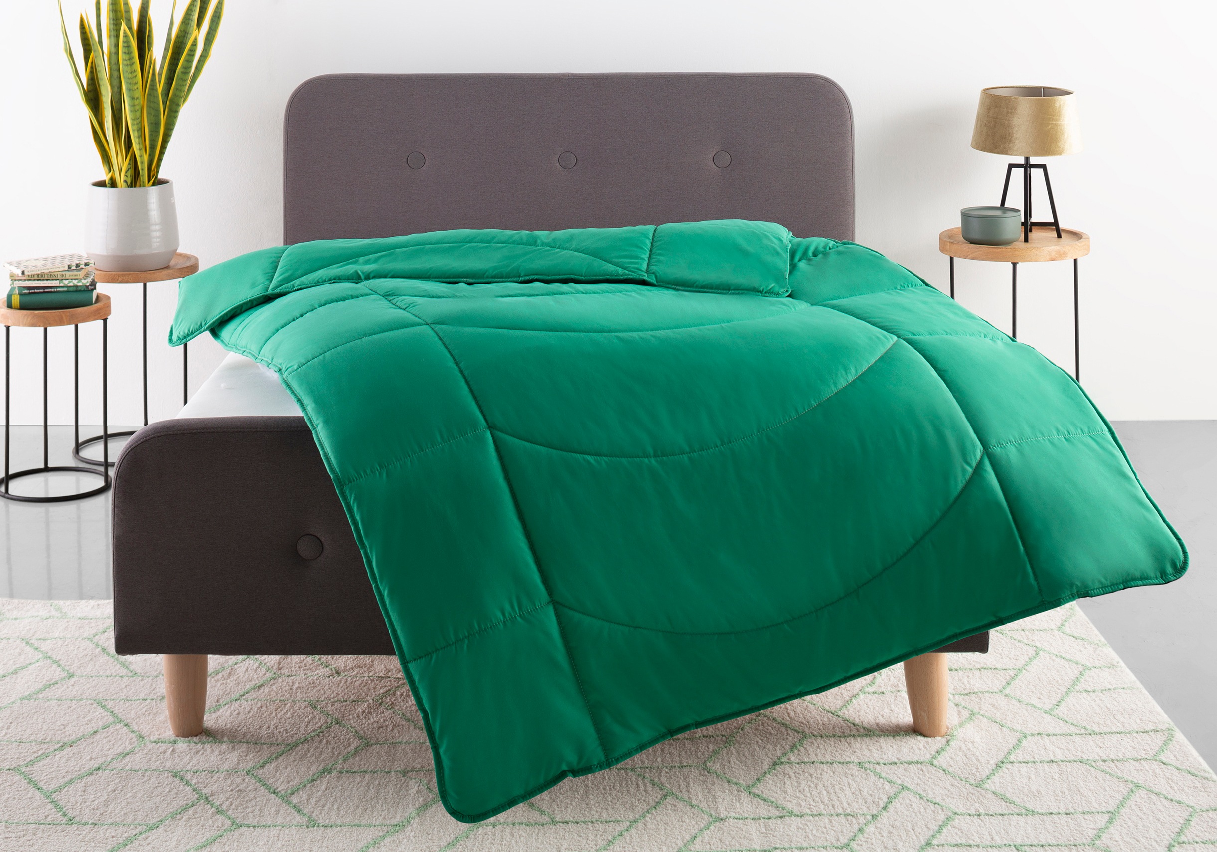 Microfaserbettdecke MY HOME "Microlux, Bettdecke 135x200 cm, 155x220 cm, 200x200 cm", grün, B:135cm L:200cm, Obermaterial: 100% Polyester. Bezug: 100% Polyester. Füllung: 100% Polyester, Bettdecken, Bettdecken in 4 Farben, Sommer, Winter, 4... Image
