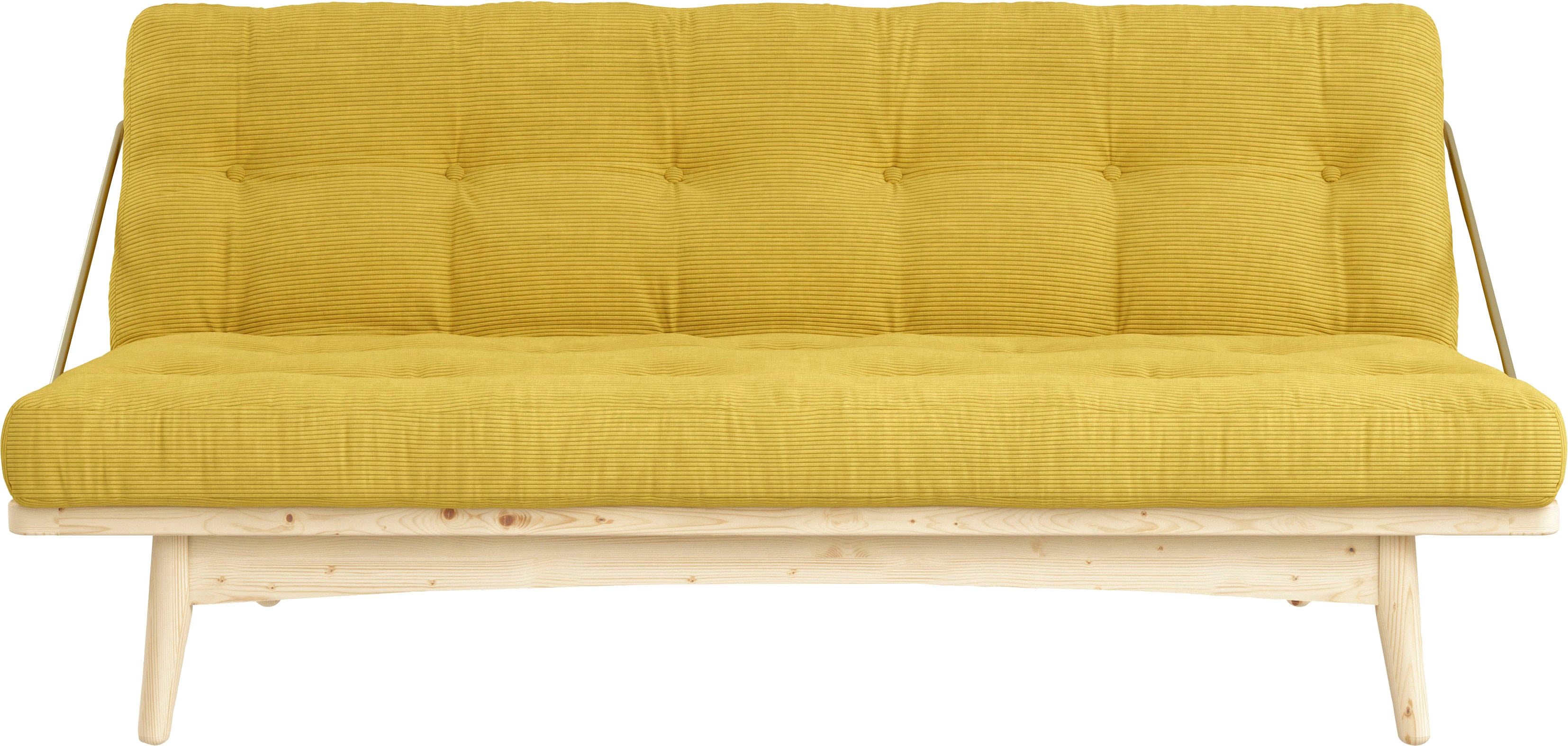 Schlafsofa KARUP DESIGN "Folk", gelb, B:190cm H:90cm T:130cm, 100% Polyester, Sofas, aus massiven Kiefernholz, inkl. Futonmatratze