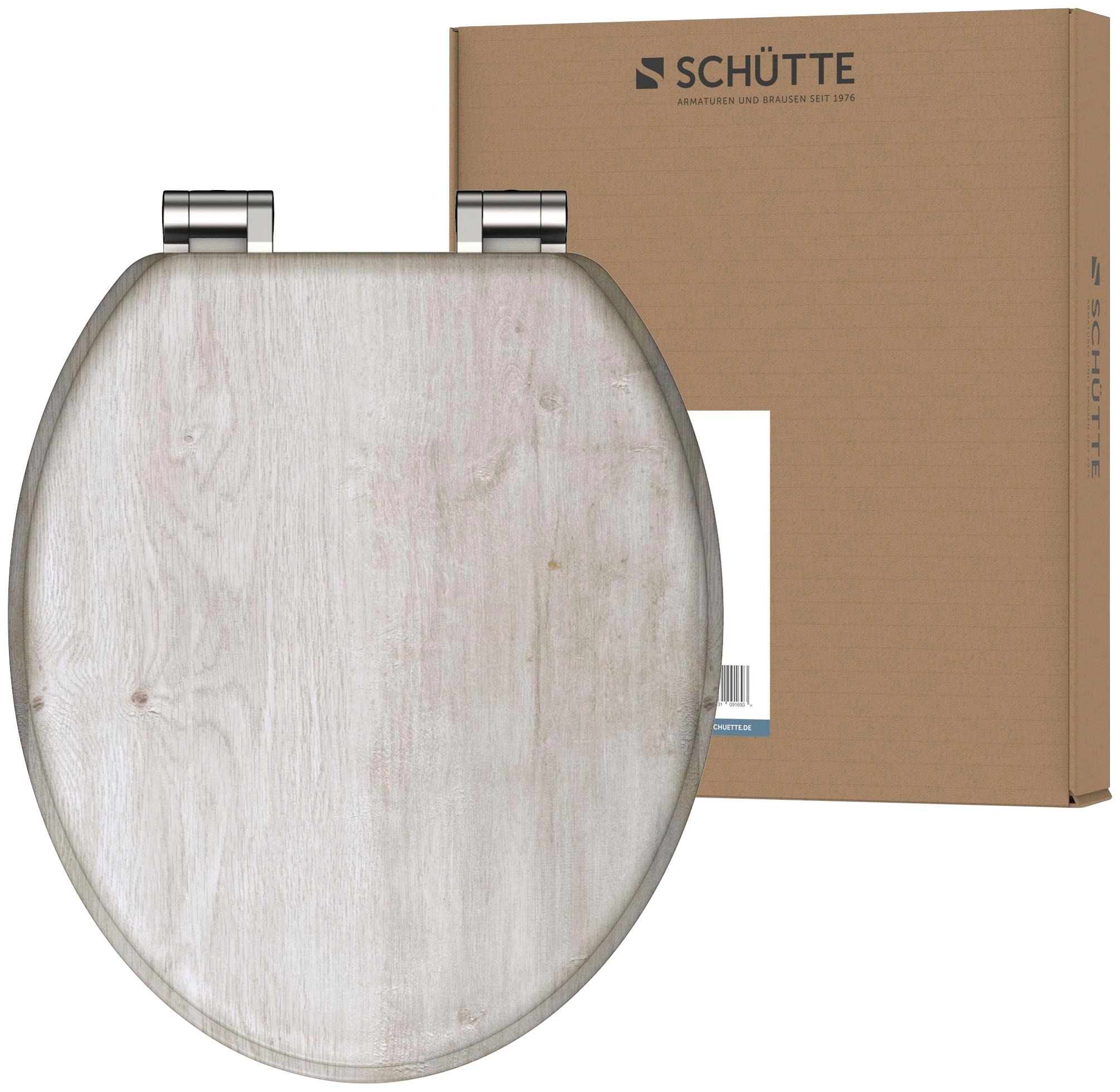 WC-Sitz SCHÜTTE "LIGHT WOOD", braun (holzfarben, grau), B:375cm L:435cm, MDF - Mitteldichte Holzfaserplatte, WC-Sitze, mit Absenkautomatik und MDF-Holzkern