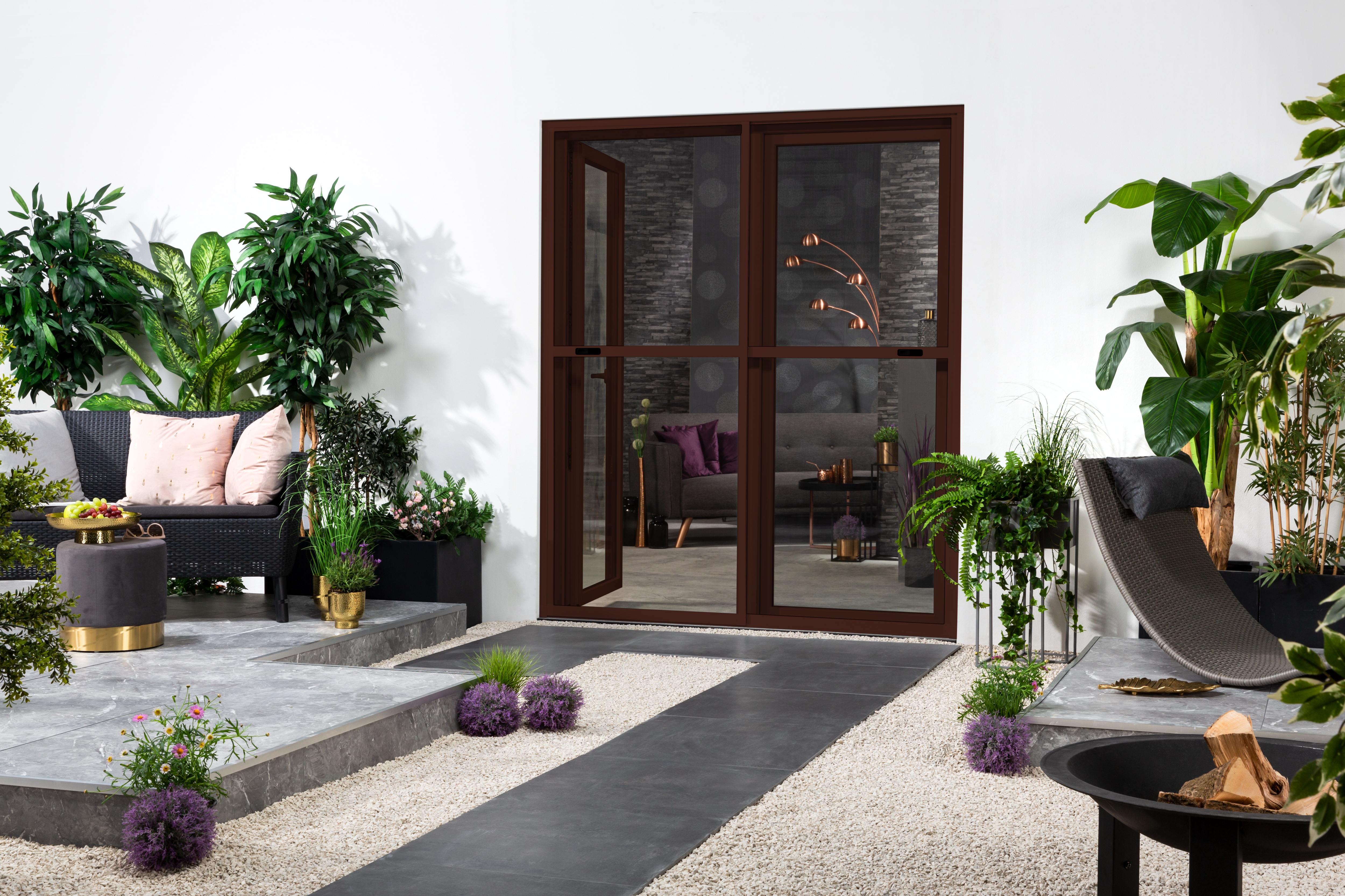 Insektenschutz-Tür HECHT INTERNATIONAL "COMFORT", braun (rahmen: braun gewebe: anthrazit), B:240cm H:240cm, Insektenschutzgitter, braun/anthrazit, BxH: 240x240 cm, kürzbar