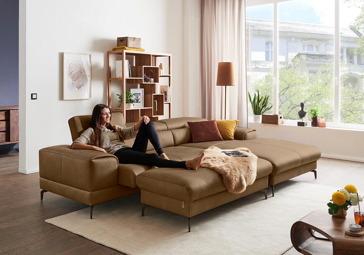 Polsterhocker W.SCHILLIG "piedroo", braun (fango z69), B:141cm H:42cm T:70cm, Longlife Xtra-Leder Z69: Das feinnarbige, gedeckte Softleder Z69 besticht durch seine außergewöhnliche Weichheit im trendigen »Vintage-Look«, Hautstärke 0, 9 - 1, 1 mm,...