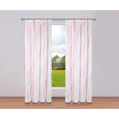 Gardine MY HOME "Dimona" Gr. 2, rosa (weiß, rosé), B:140cm H:175cm, Voile, Polyester, Gardinen, 2er-Set, Bestseller, Polyester, Wellen Image