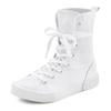 Stiefelette LASCANA, Damen, Gr. 36, weiß, Obermaterial: 100% Textilmaterial. Futter: 100% Textilmaterial. Decksohle: 100% Textilmaterial. Laufsohle: 100% Synthetik, unifarben, casual, Schuhe, im Combat Look, High Top Sneaker, Schnürschuh, Textil-Boots