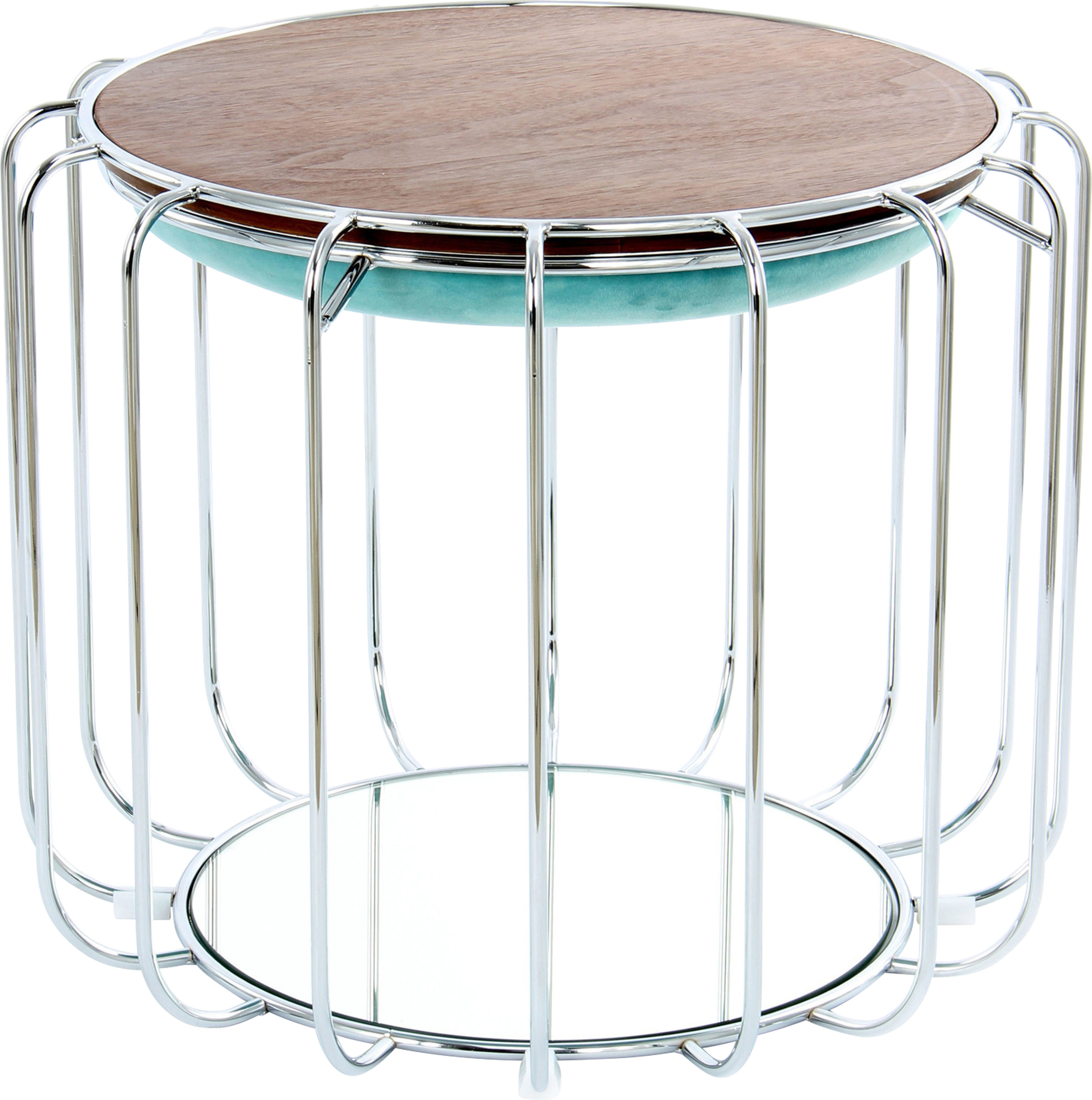 Beistelltisch KAYOOM "Pouf Comfortable 110, abnehmbares und wendbares Oberteil", grün (mint, silber, silber), B:50cm H:45cm T:50cm, Eisen, MDF, Samtbezug, Schaumstoff, Spiegel, Tische, Beistelltisch, praktisch umzuwandeln in Tisch oder Hocker, mit...