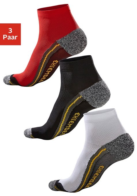 Wandersocken CHIEMSEE, Herren, Gr. 43-46, bunt (rot, grau, gelb, schwarz, grau, gelb, weiß, grau, gelb), Materialmix, uni und gemustert, elastisch, Socken, mit Komfortbündchen Image
