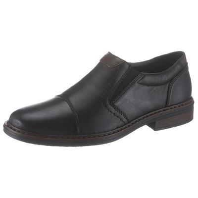 Slipper RIEKER, Herren, Gr. 40, schwarz, Leder, elegant, Schuhe, Anzugschuh, Business Schuh, Schlupfschuh mit stylischer