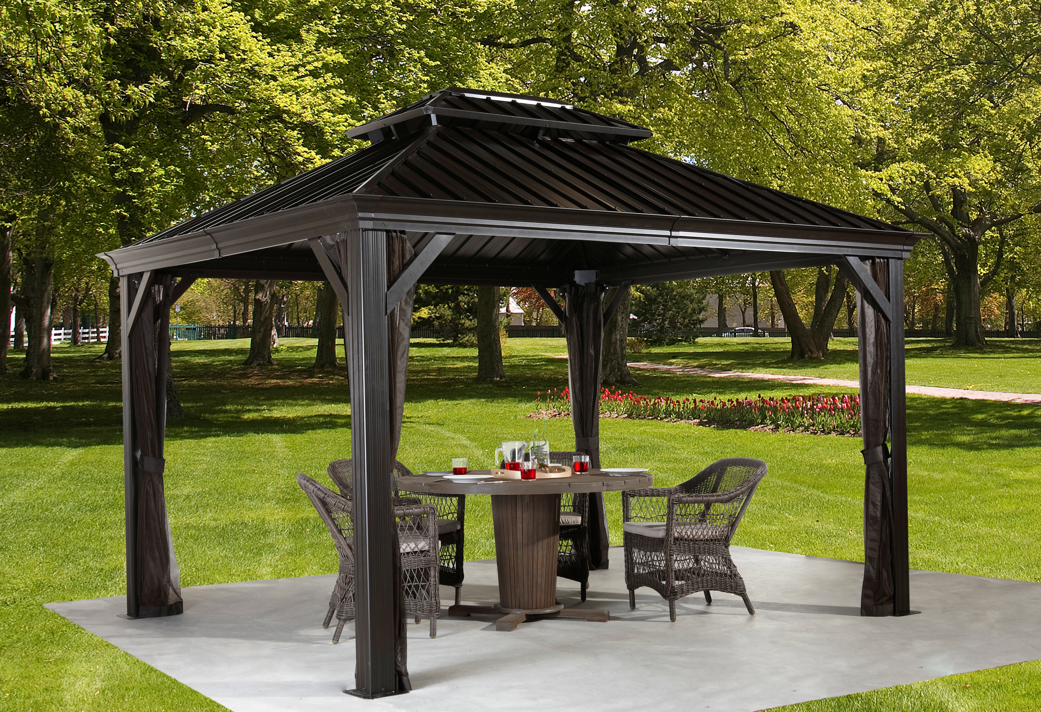 Pavillon SOJAG "Messina 10x12", grau, B/H/T: 298cm x 292cm x 363cm, Pavillons, BxT: 298x363 cm