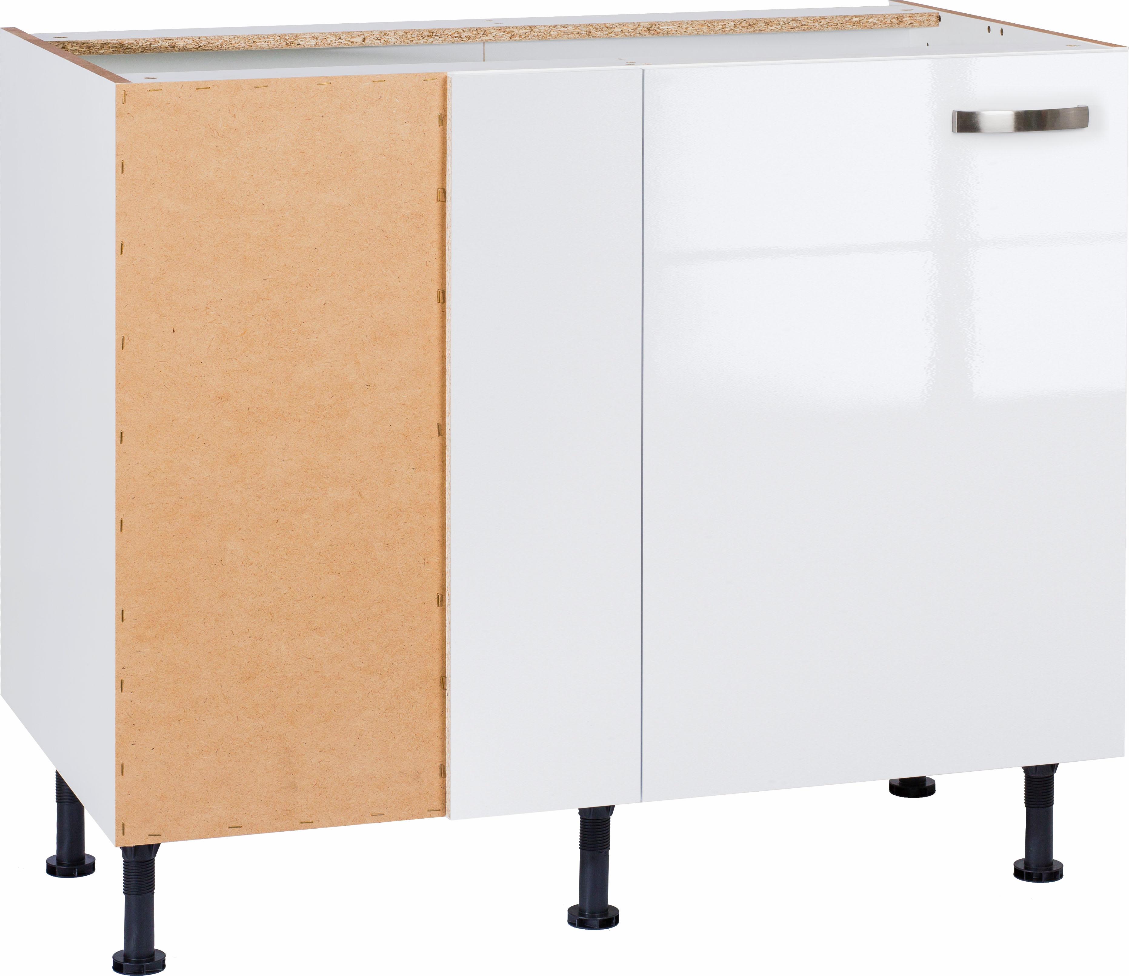 Eckunterschrank KOCHSTATION "KS-Cara", weiß (weiß glanz, weiß), B:100cm H:87cm T:58,4cm, Schränke, Eckunterschrank