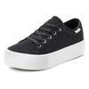 Sneaker LASCANA, Damen, Gr. 42, schwarz, Obermaterial: 100% Textilmaterial. Futter: 100% Textilmaterial. Decksohle: 100% Textilmaterial. Laufsohle: 100% Synthetik, unifarben, casual, Schuhe Plateausneaker, Schnürhalbschuh, Freizeitschuh aus Textil...