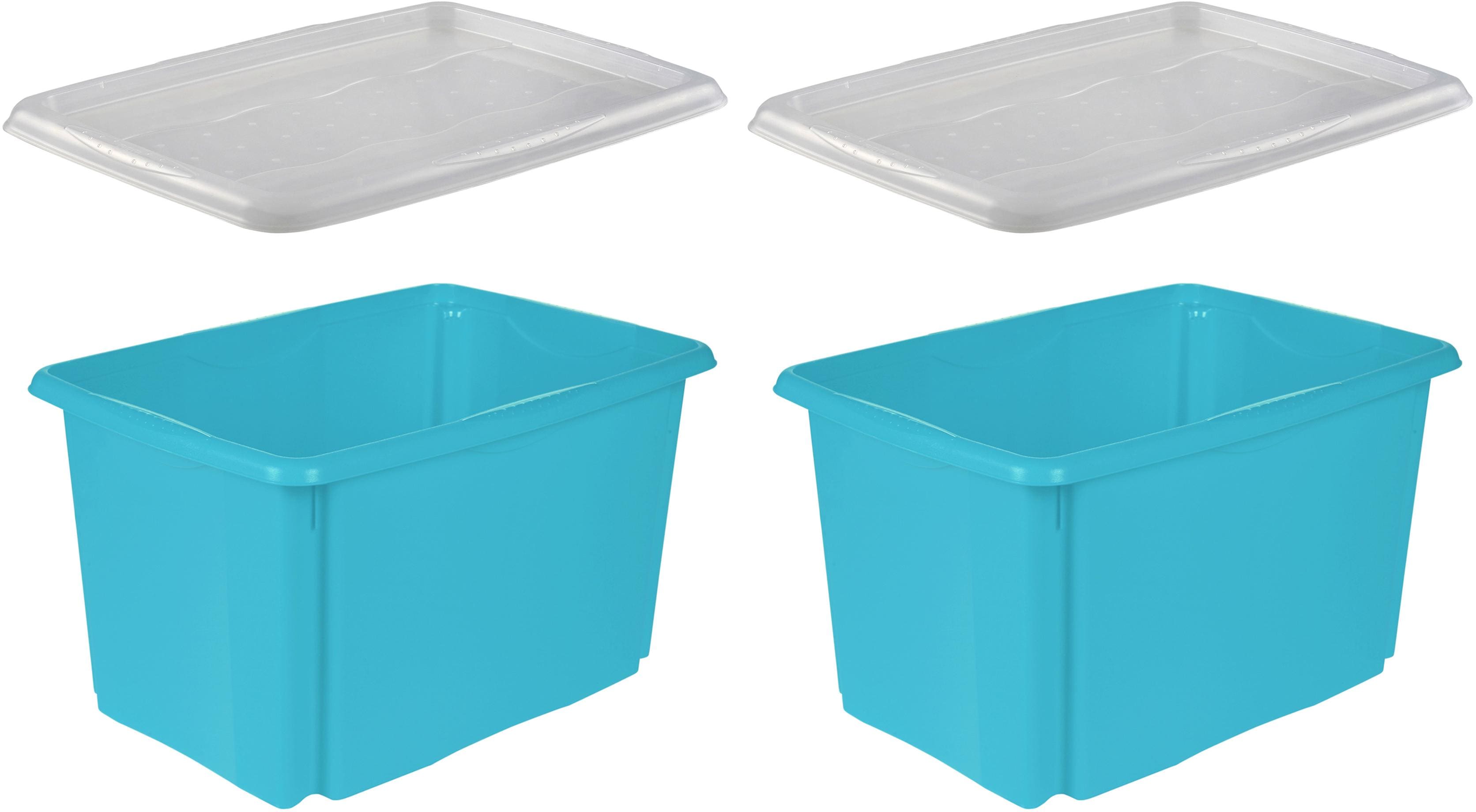 Aufbewahrungsbox KEEEPER "emil", blau, B:39cm H:29,5cm T:54,5cm, Kunststoff, Aufbewahrungsboxen, Aufbewahrungsbox, 45 L, mit Deckel, hochwertiger Kunststoff