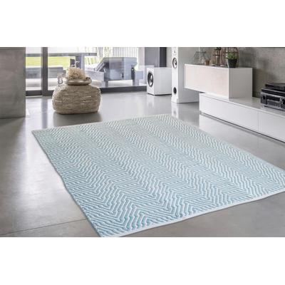 Teppich CALO-DELUXE "Luba 433" Gr. 2, blau (türkis), B:80cm H:7mm L:150cm, Baumwolle, Teppiche, reine Baumwolle, handgewebt, Wohnzimmer, Kinderzimmer Image