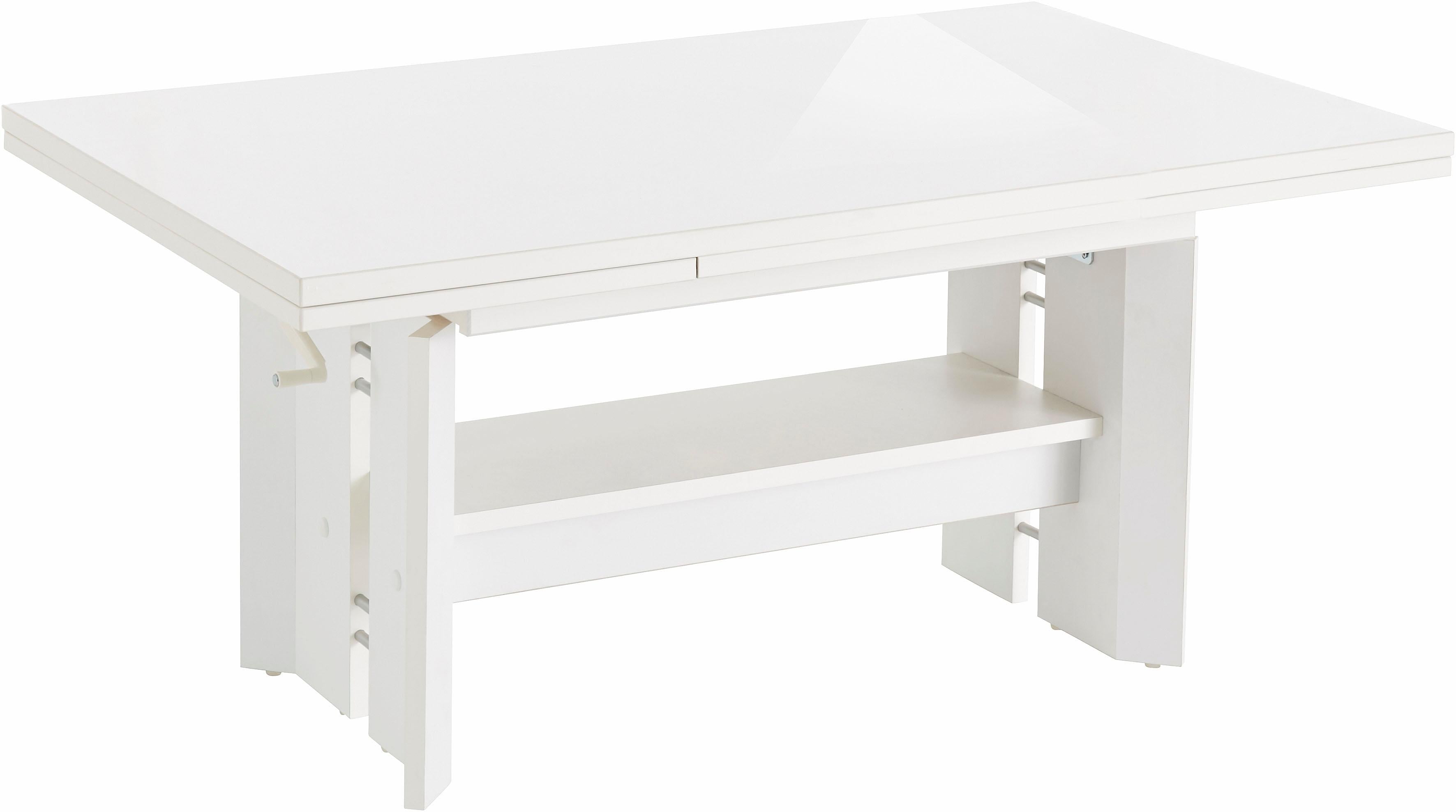 Couchtisch HELA, weiß, B:110cm H:50cm T:68cm, Tische, Couchtisch, Höhenverstellbar und ausziehbar