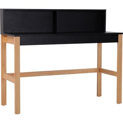 Schreibtisch INOSIGN "Melia", beige (natur, schwar, natur, schwarz), B:120cm H:101cm T:45cm, MDF mit Melamindekor, Beine Pinienholz, Tische, Aufsatz mit 2 Fächern für mehr Stauraum Image